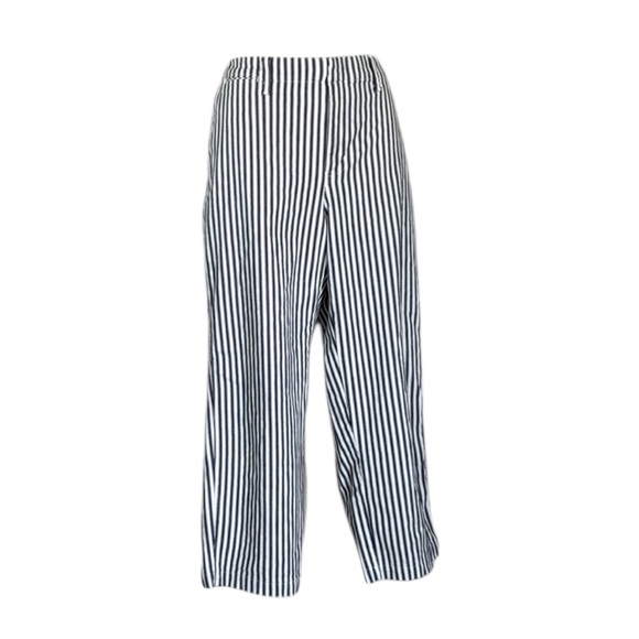 LAND’S END Navy/White Striped jeans, high rise, capri, pockets. 14 - Picture 1 of 17